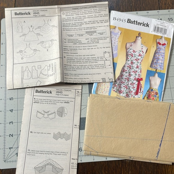 Butterick apron sewing pattern, B4945 (sml-med-lrg) c2006 - Picture 4 of 5